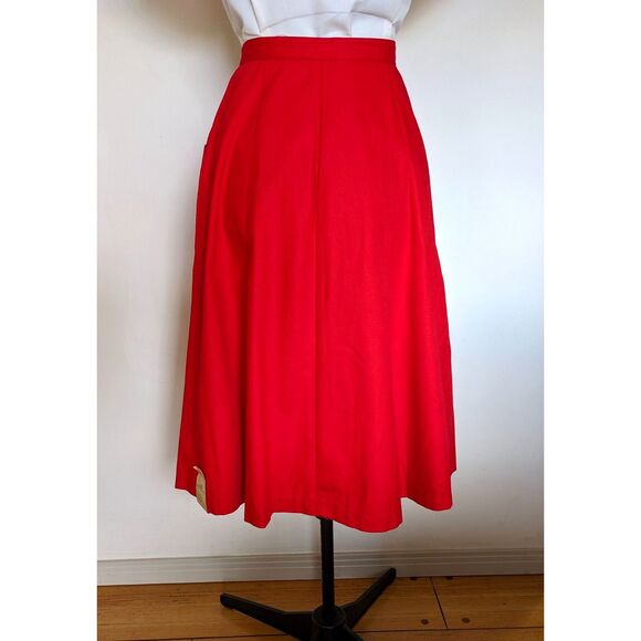 Vintage 1960 Deadstock Koret of CA Red Twill Button Front Full Skirt, Size 0/2 - Picture 8 of 10